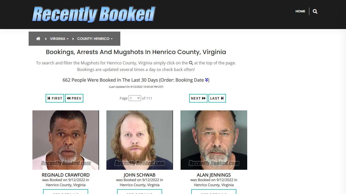 Recent bookings, Arrests, Mugshots in Henrico County, Virginia