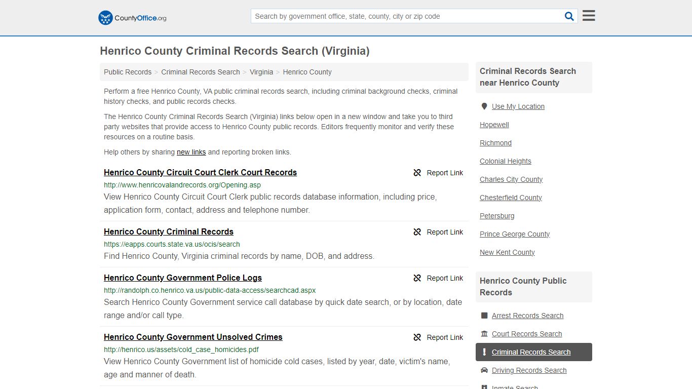 Criminal Records Search - Henrico County, VA (Arrests, Jails & Most ...